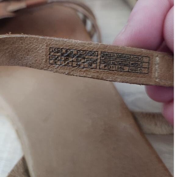 Ugg Larissa Sandals Size 9 Brown Leather Flat Strappy Classic Adjustable Shoes - Picture 9 of 9